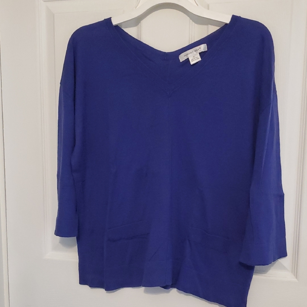 August Silk Royal Blue Knit Top